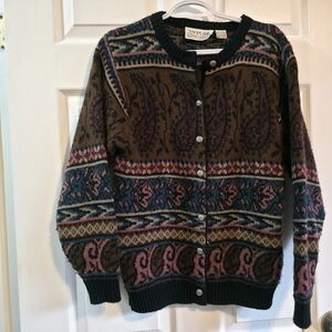 Vintage Multicolor Patterned Smart Set Cardigan